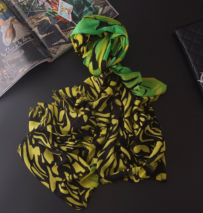 Free Zebra Print Women Scarf Bamboo Fiber Warm Scarves Wraps 180*90CM - Yellow