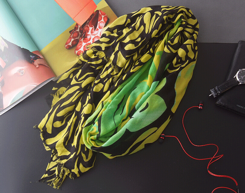 Free Zebra Print Women Scarf Bamboo Fiber Warm Scarves Wraps 180*90CM - Yellow
