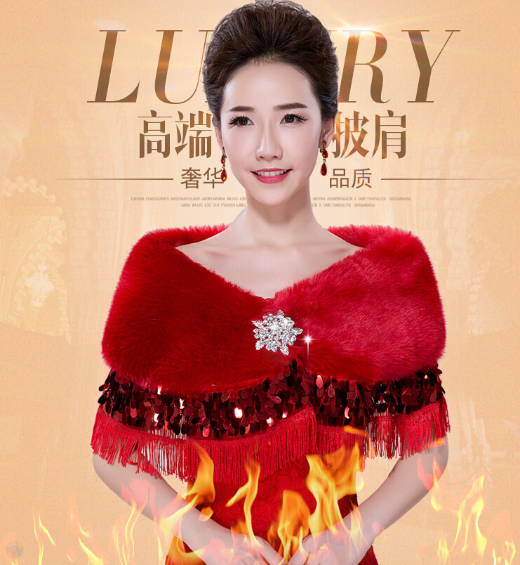 Fringed Bridal Rabbit Wool Scarf Shawls Women Winter Warm Solid Panties 130*35CM - Red