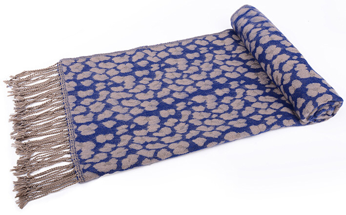 Fringed Leopard Print Scarves Wrap Women Winter Warm Acrylic Panties 195*60CM - Blue