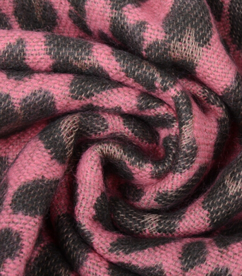 Fringed Leopard Print Scarves Wrap Women Winter Warm Acrylic Panties 195*60CM - Pink