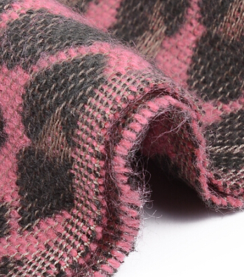 Fringed Leopard Print Scarves Wrap Women Winter Warm Acrylic Panties 195*60CM - Pink