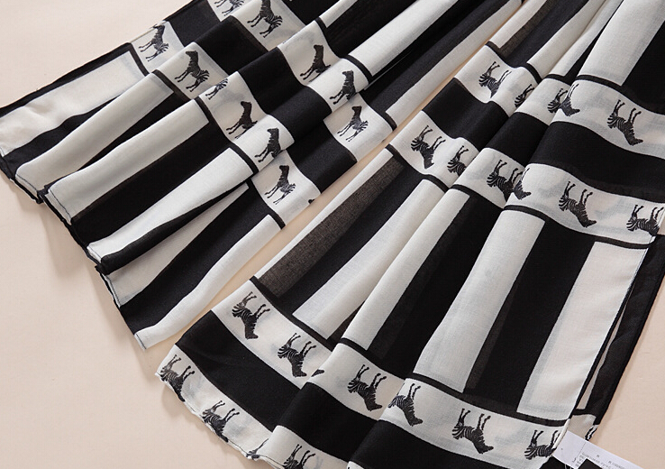 Fringed Zebra Print Scarf Scarves For Women Winter Warm Cotton Panties 180*110CM - Black