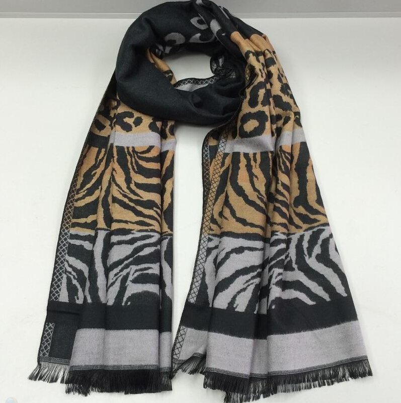 Fringed Zebra Print Scarves Wrap Women Winter Warm Cotton Panties 195*70CM - Yellow