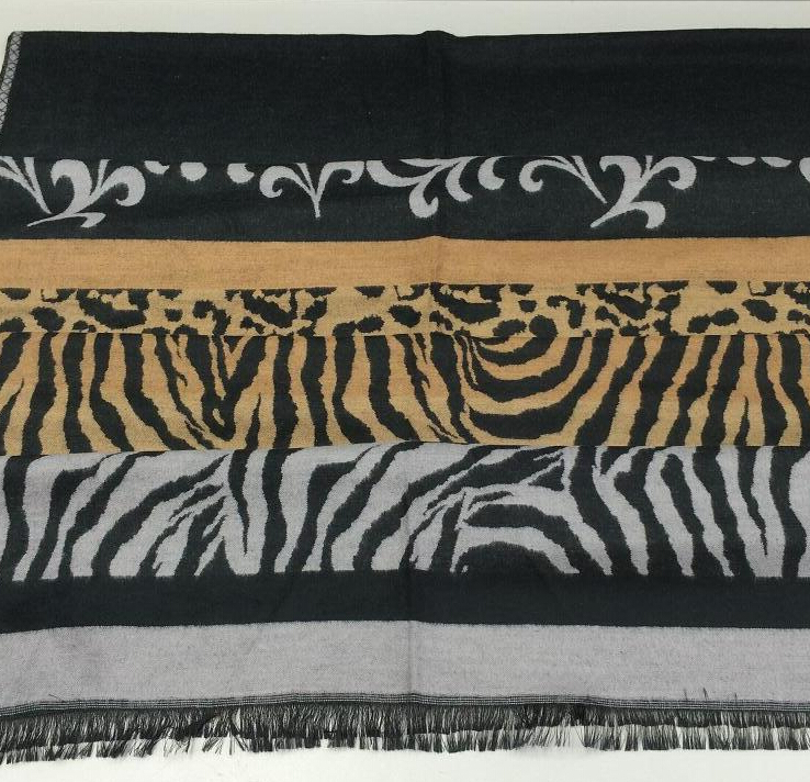 Fringed Zebra Print Scarves Wrap Women Winter Warm Cotton Panties 195*70CM - Yellow