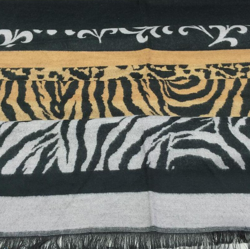 Fringed Zebra Print Scarves Wrap Women Winter Warm Cotton Panties 195*70CM - Yellow