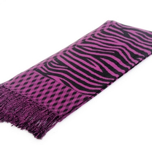 Fringed Zebra Print Women Scarf Bamboo Fiber Warm Scarves Wraps 180*45CM - Purple
