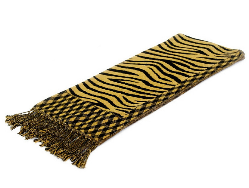 Fringed Zebra Print Women Scarf Bamboo Fiber Warm Scarves Wraps 180*45CM - Yellow