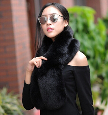 Funky Bridal Fur Scarf Shawls Women Winter Warm Solid Panties 120*20CM - Black