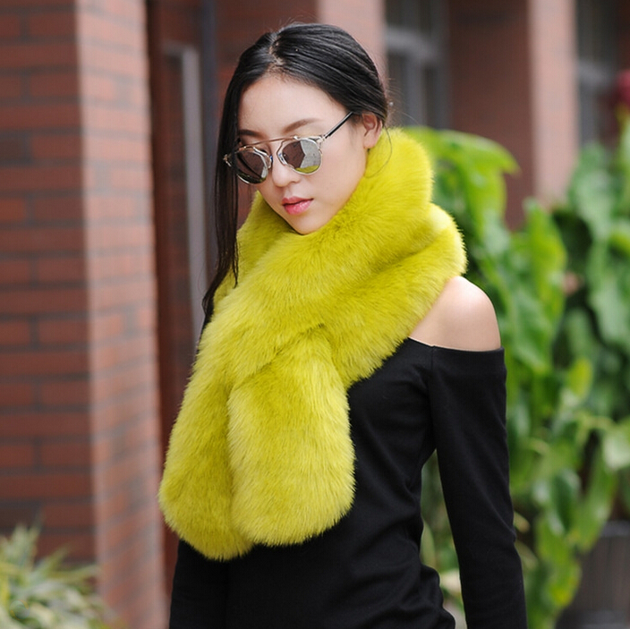 Funky Bridal Fur Scarf Shawls Women Winter Warm Solid Panties 120*20CM - Fruit Green