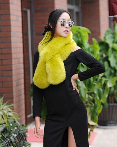 Funky Bridal Fur Scarf Shawls Women Winter Warm Solid Panties 120*20CM - Fruit Green