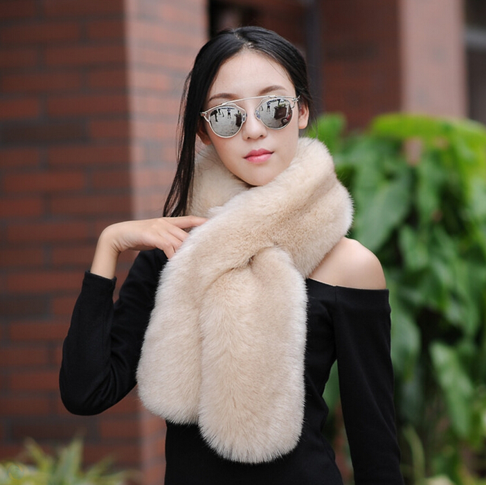 Funky Bridal Fur Scarf Shawls Women Winter Warm Solid Panties 120*20CM - Khaki