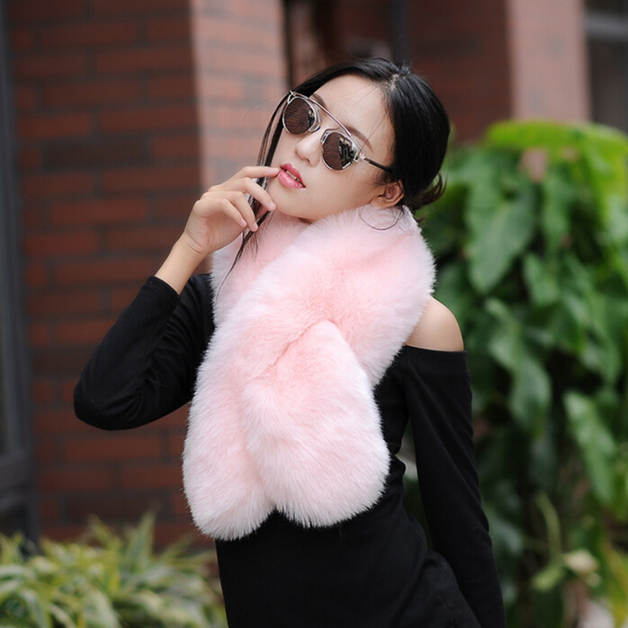 Funky Bridal Fur Scarf Shawls Women Winter Warm Solid Panties 120*20CM - Pink