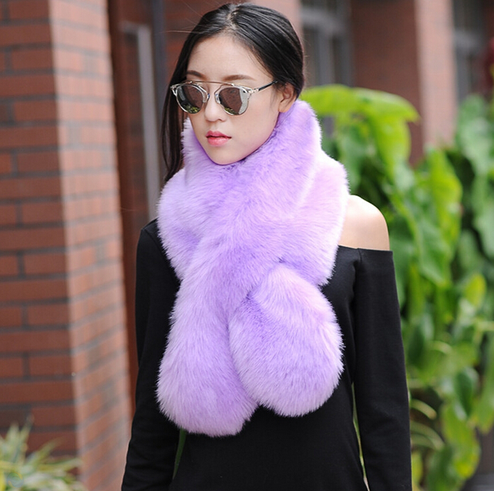 Funky Bridal Fur Scarf Shawls Women Winter Warm Solid Panties 120*20CM - Purple