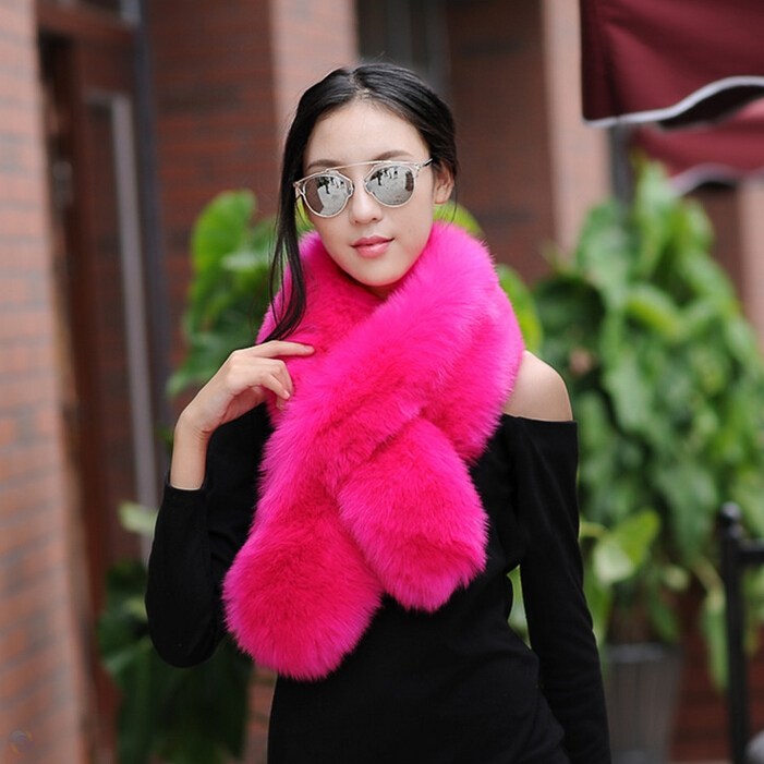 Funky Bridal Fur Scarf Shawls Women Winter Warm Solid Panties 120*20CM - Rose