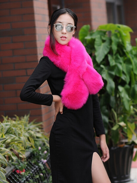Funky Bridal Fur Scarf Shawls Women Winter Warm Solid Panties 120*20CM - Rose