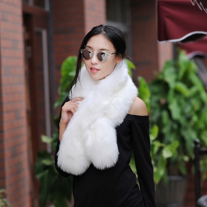 Funky Bridal Fur Scarf Shawls Women Winter Warm Solid Panties 120*20CM - White