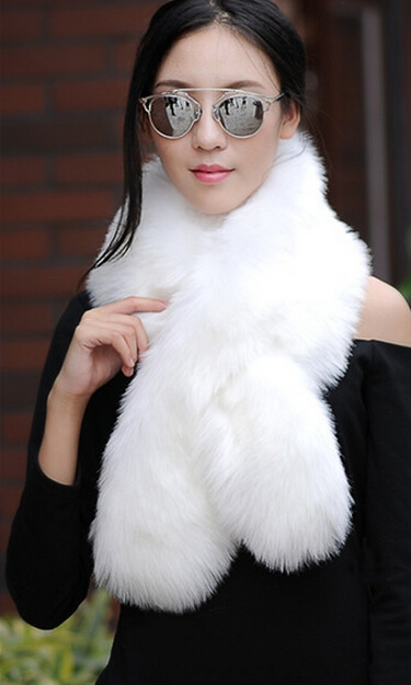 Funky Bridal Fur Scarf Shawls Women Winter Warm Solid Panties 120*20CM - White