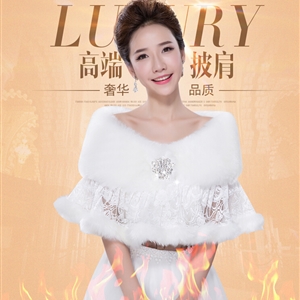 Funky Bridal Lace Floral Rabbit Wool Scarf Shawls Women Winter Warm Solid 130*30CM - White