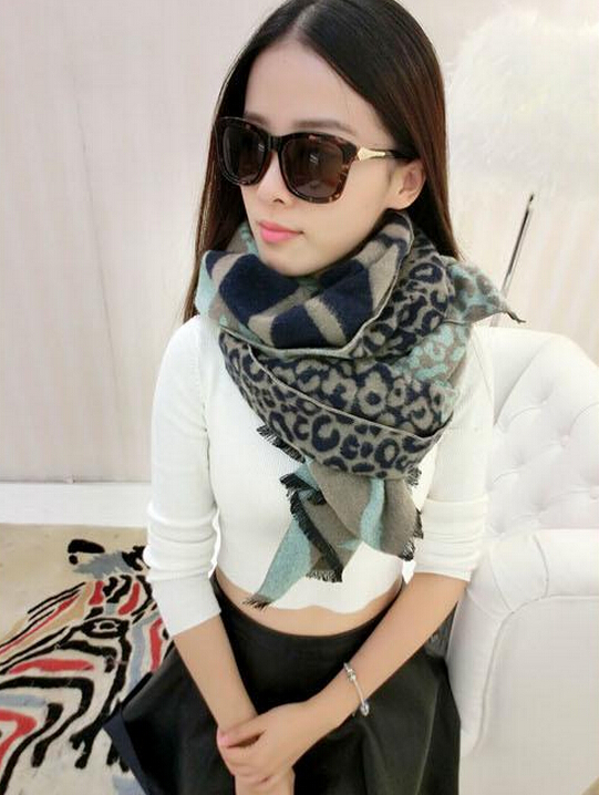 Funky Zebra Print Scarves Wrap Women Winter Warm Cashmere 200*63CM - Green