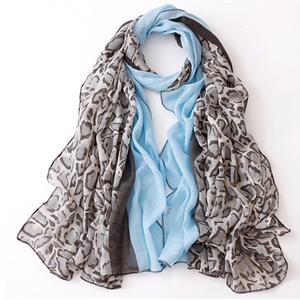 Leopard Print Scarf Scarves For Women Winter Warm Cotton Panties 180*90CM - Blue