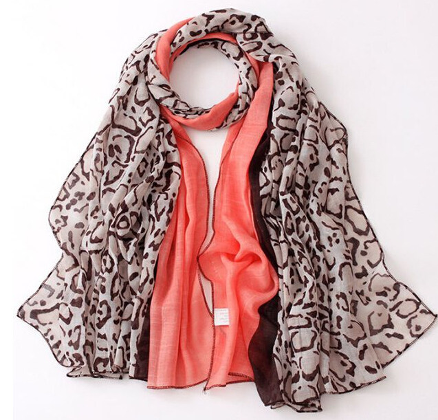 Leopard Print Scarf Scarves For Women Winter Warm Cotton Panties 180*90CM - Red