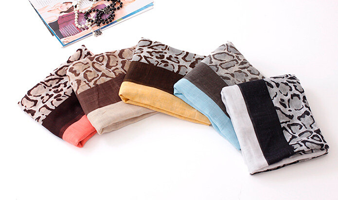 Leopard Print Scarf Scarves For Women Winter Warm Cotton Panties 180*90CM - Red