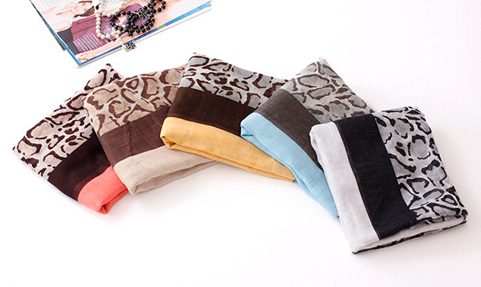 Leopard Print Scarf Scarves For Women Winter Warm Cotton Panties 180*90CM - White