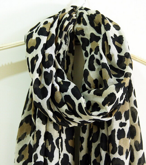 Leopard Print Scarf Scarves For Women Winter Warm Cotton Panties 195*100CM - Beige