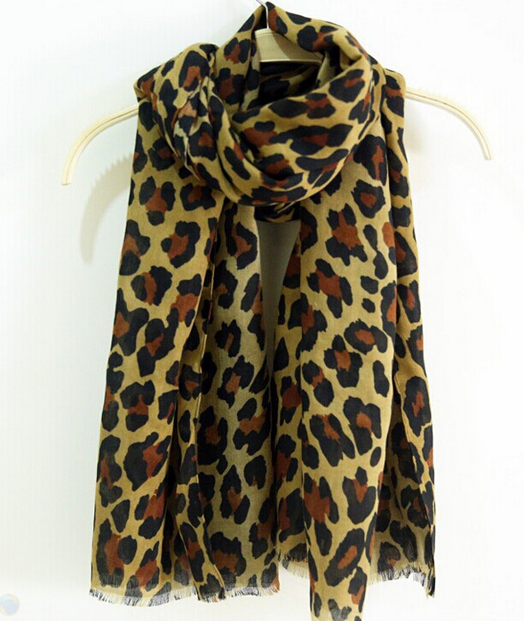 Leopard Print Scarf Scarves For Women Winter Warm Cotton Panties 195*100CM - Coffee