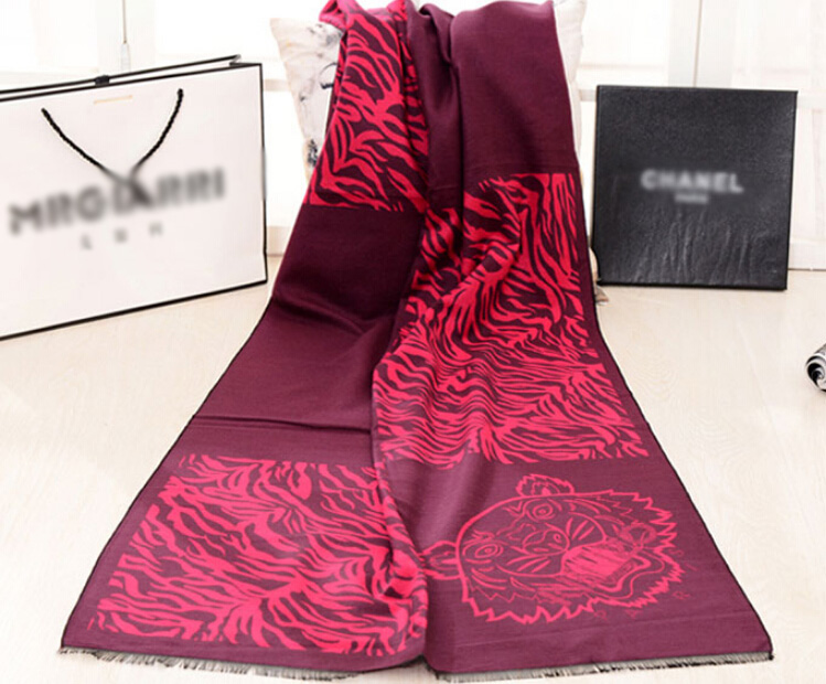 Nice Zebra Print Scarves Wrap Women Winter Warm Cashmere 190*60CM - Wine Red