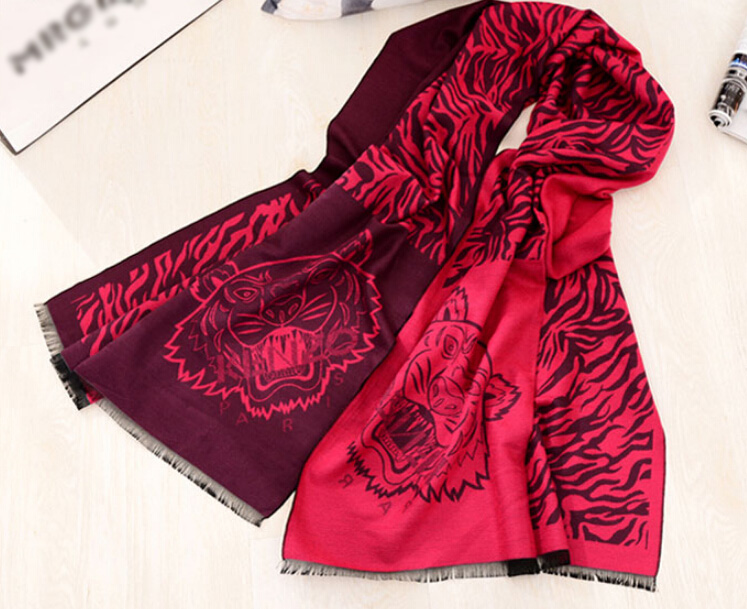 Nice Zebra Print Scarves Wrap Women Winter Warm Cashmere 190*60CM - Wine Red