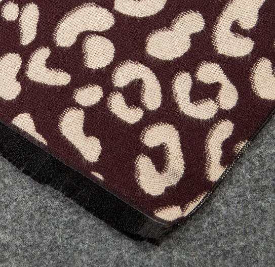 Plaid Leopard Print Scarves Wrap Women Winter Warm Cashmere Panties 190*65CM - Black