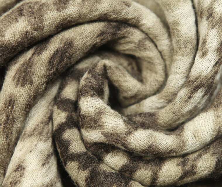 Popular Leopard Print Scarf Shawls Women Winter Warm Wool Panties 180*70CM - Beige