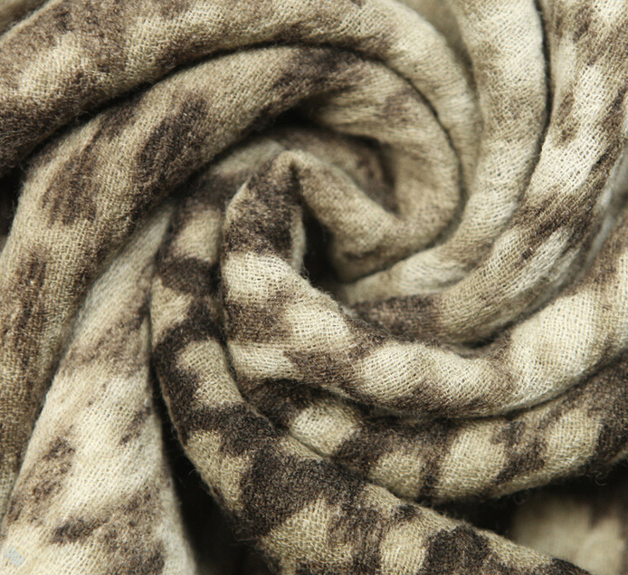 Popular Leopard Print Scarf Shawls Women Winter Warm Wool Panties 180*70CM - Grey