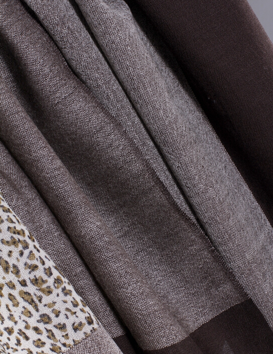 Popular Leopard Print Scarf Shawls Women Winter Warm Wool Panties 200*70CM - Grey
