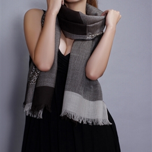 Popular Leopard Print Scarf Shawls Women Winter Warm Wool Panties 200*70CM - Grey