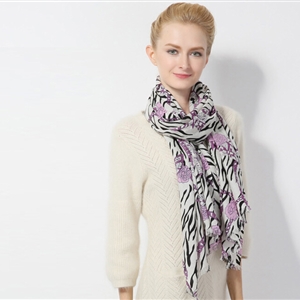 Popular Zebra Print Scarf Shawls Women Winter Warm Wool Panties 180*70CM - Purple