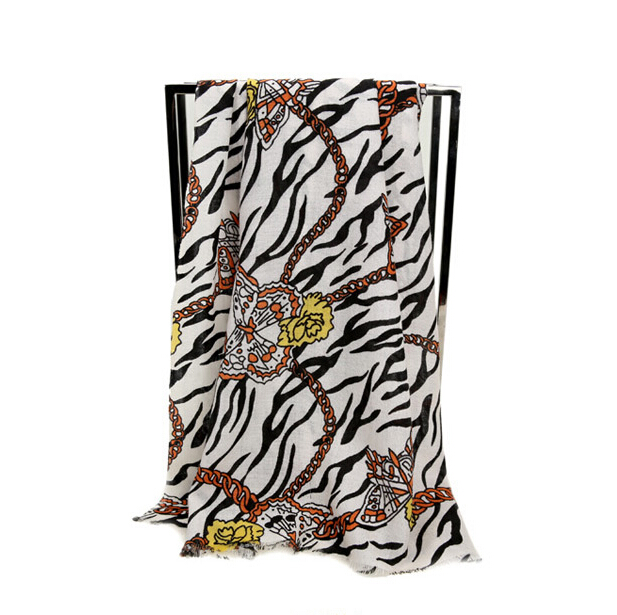 Popular Zebra Print Scarf Shawls Women Winter Warm Wool Panties 180*70CM - Yellow