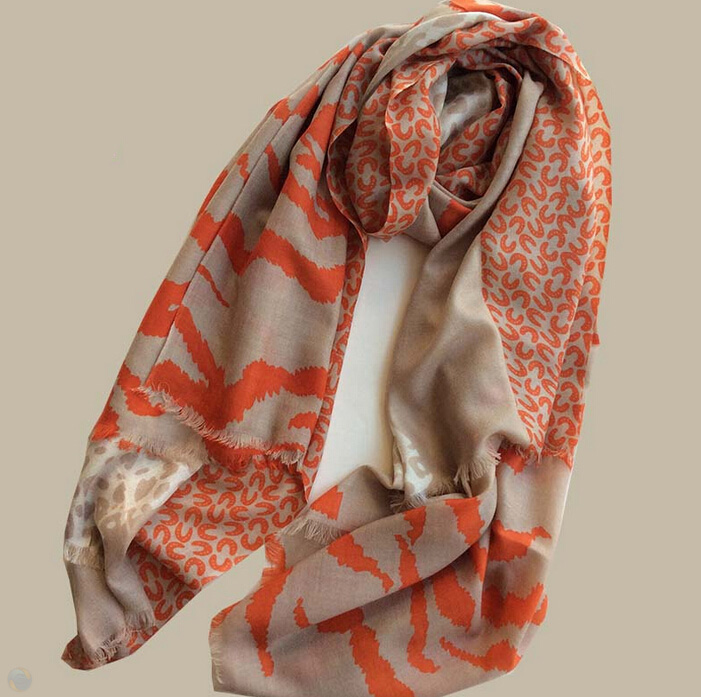 Popular Zebra Print Scarf Shawls Women Winter Warm Wool Panties 200*110CM - Orange