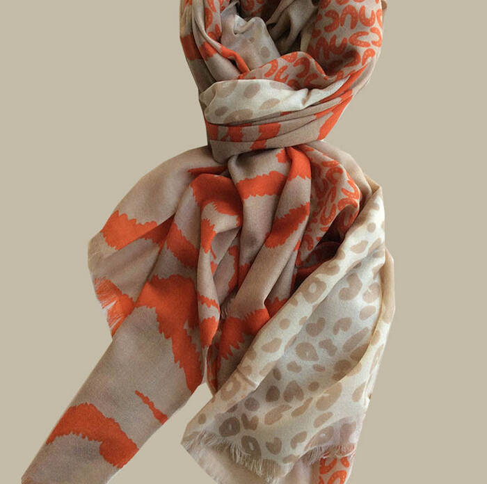 Popular Zebra Print Scarf Shawls Women Winter Warm Wool Panties 200*110CM - Orange