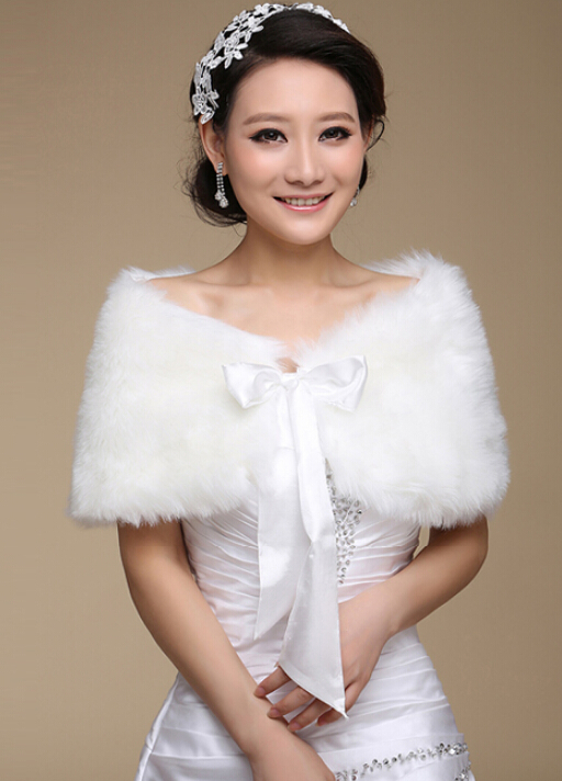 Pretty Bridal Bowknot Rabbit Wool Scarf Shawls Women Winter Warm Solid Panties 100*30CM - White