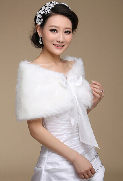 Pretty Bridal Bowknot Rabbit Wool Scarf Shawls Women Winter Warm Solid Panties 100*30CM - White