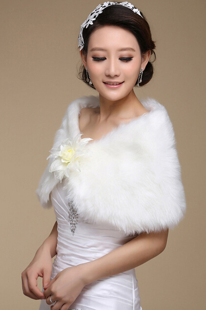 Pretty Bridal Floral Rabbit Wool Scarf Shawls Women Winter Warm Solid Panties 100*30CM - White
