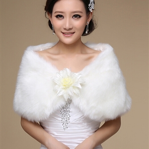 Pretty Bridal Floral Rabbit Wool Scarf Shawls Women Winter Warm Solid Panties 100*30CM - White
