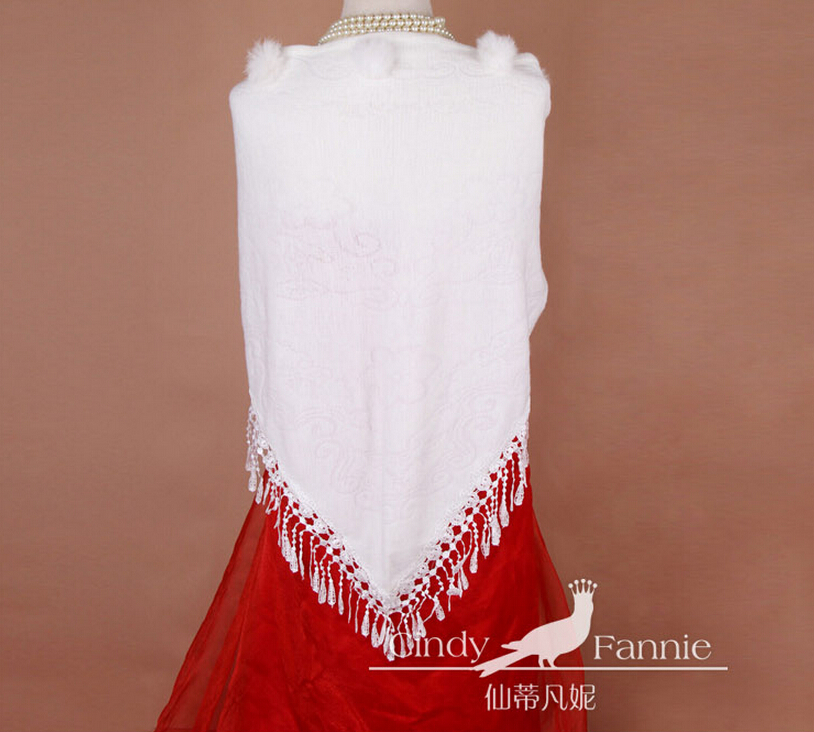 Pretty Bridal Fringed Cashmere Scarf Shawls Women Winter Warm Solid Panties 150*68CM - Red