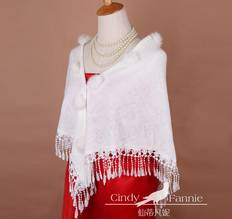 Pretty Bridal Fringed Cashmere Scarf Shawls Women Winter Warm Solid Panties 150*68CM - Red