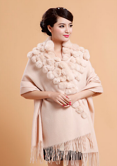 Pretty Bridal Fringed Wool Scarf Shawls Women Winter Warm Solid Panties 200*70CM - Beige