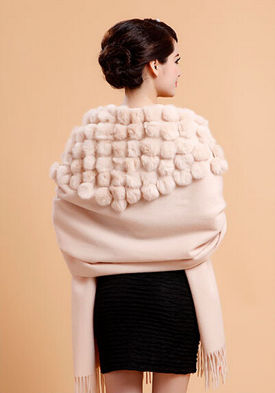 Pretty Bridal Fringed Wool Scarf Shawls Women Winter Warm Solid Panties 200*70CM - Beige