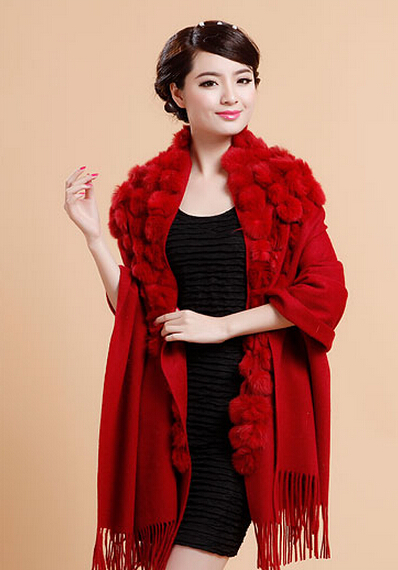 Pretty Bridal Fringed Wool Scarf Shawls Women Winter Warm Solid Panties 200*70CM - Dark Red
